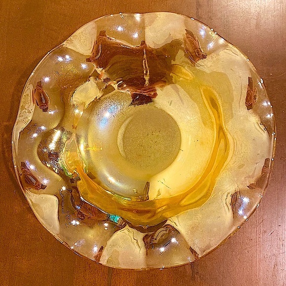 Jeanette Glass Floragold Ruffled Bowl - Picture 2 of 5